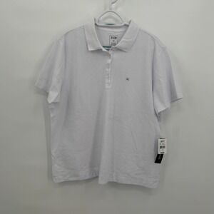 Hasting & Smith Womens White Short Sleeve Polo Shirt XL NWT 1925S Pique Knit